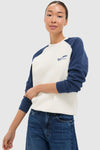 Cream and Navy Embroidered Sardine Sweatshirt
