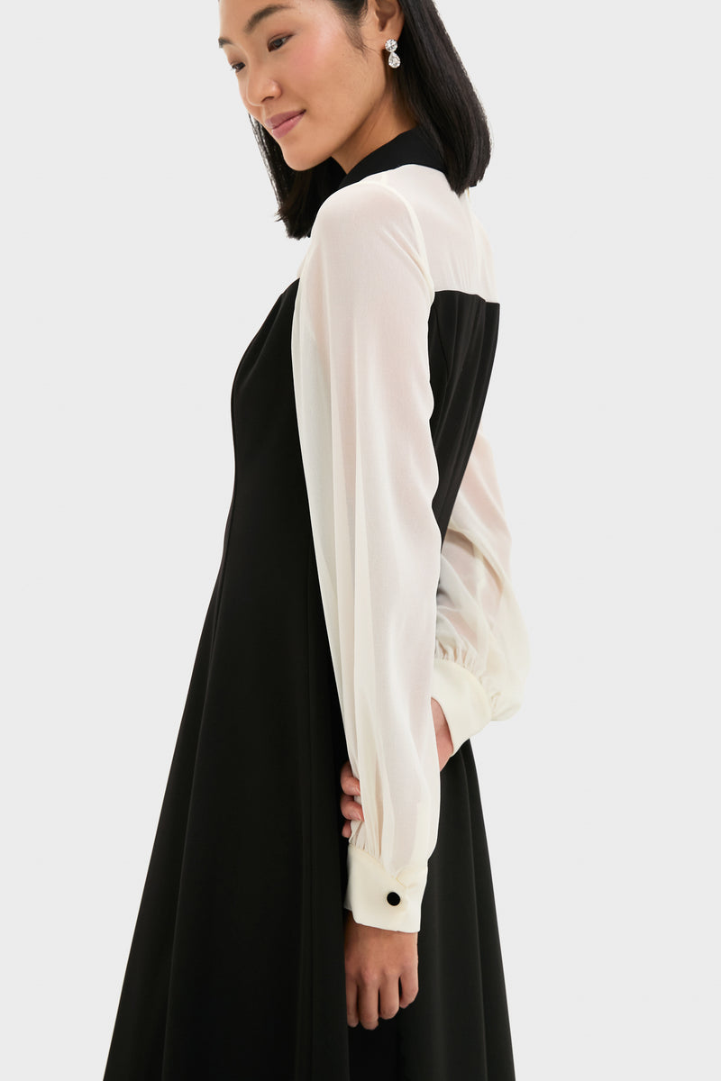 Black and Ivory Riva Tuxedo Dress