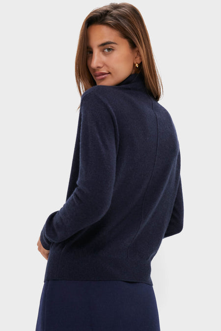 Navy Cashmere Turtleneck Sweater