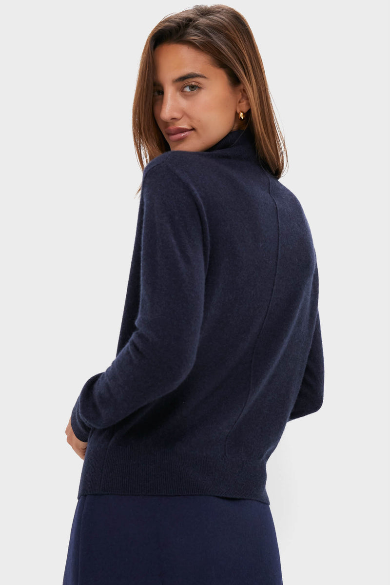 Navy Cashmere Turtleneck Sweater