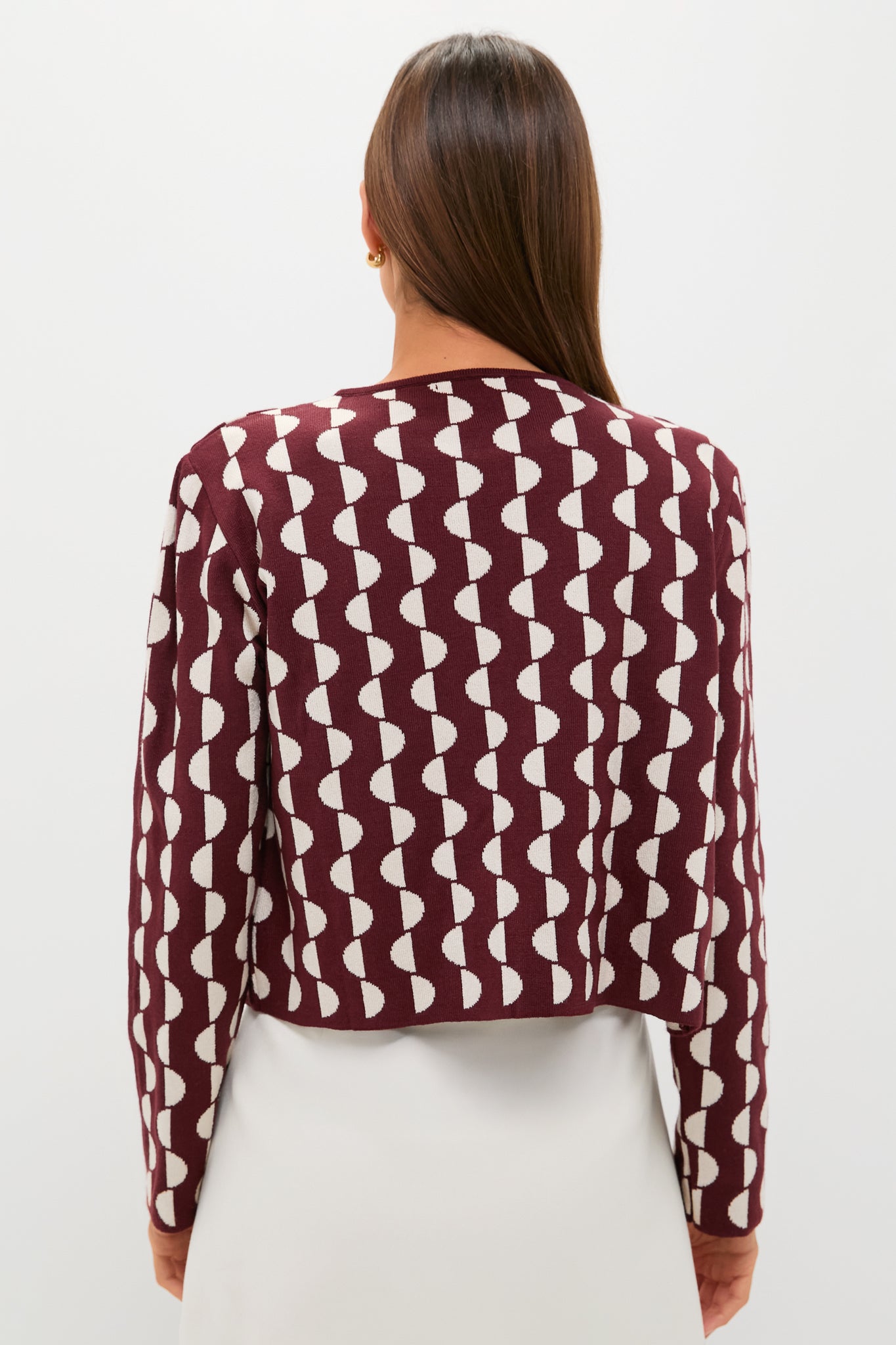 Wine and Off White Copa Knit Jacket