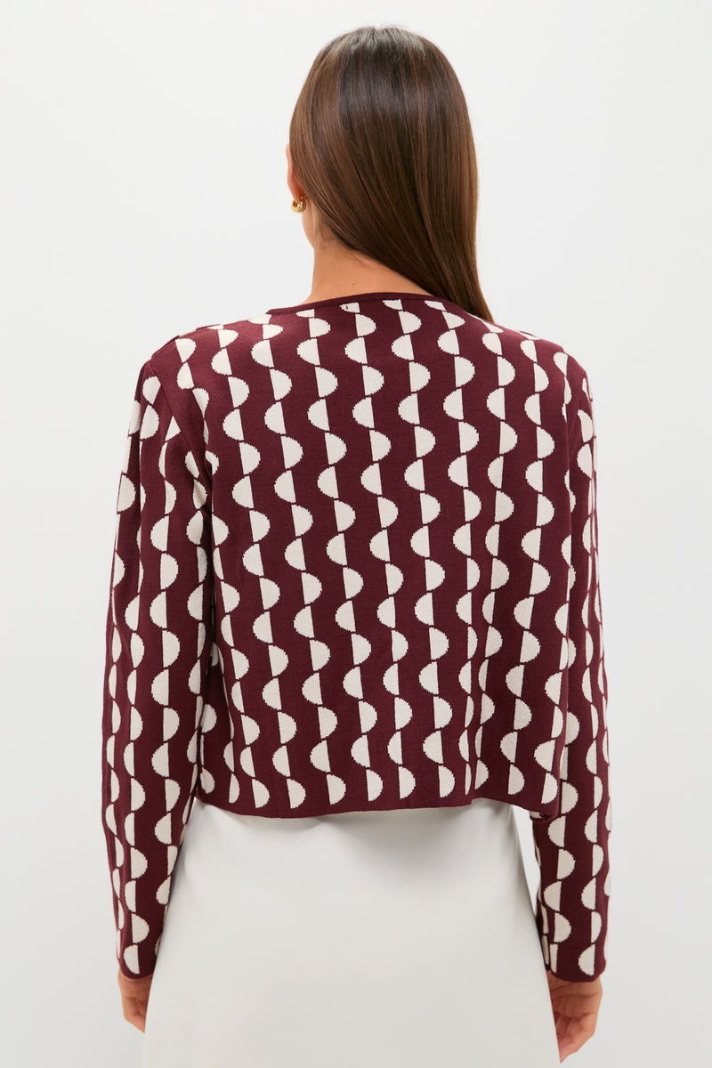 Wine and Off White Copa Knit Jacket