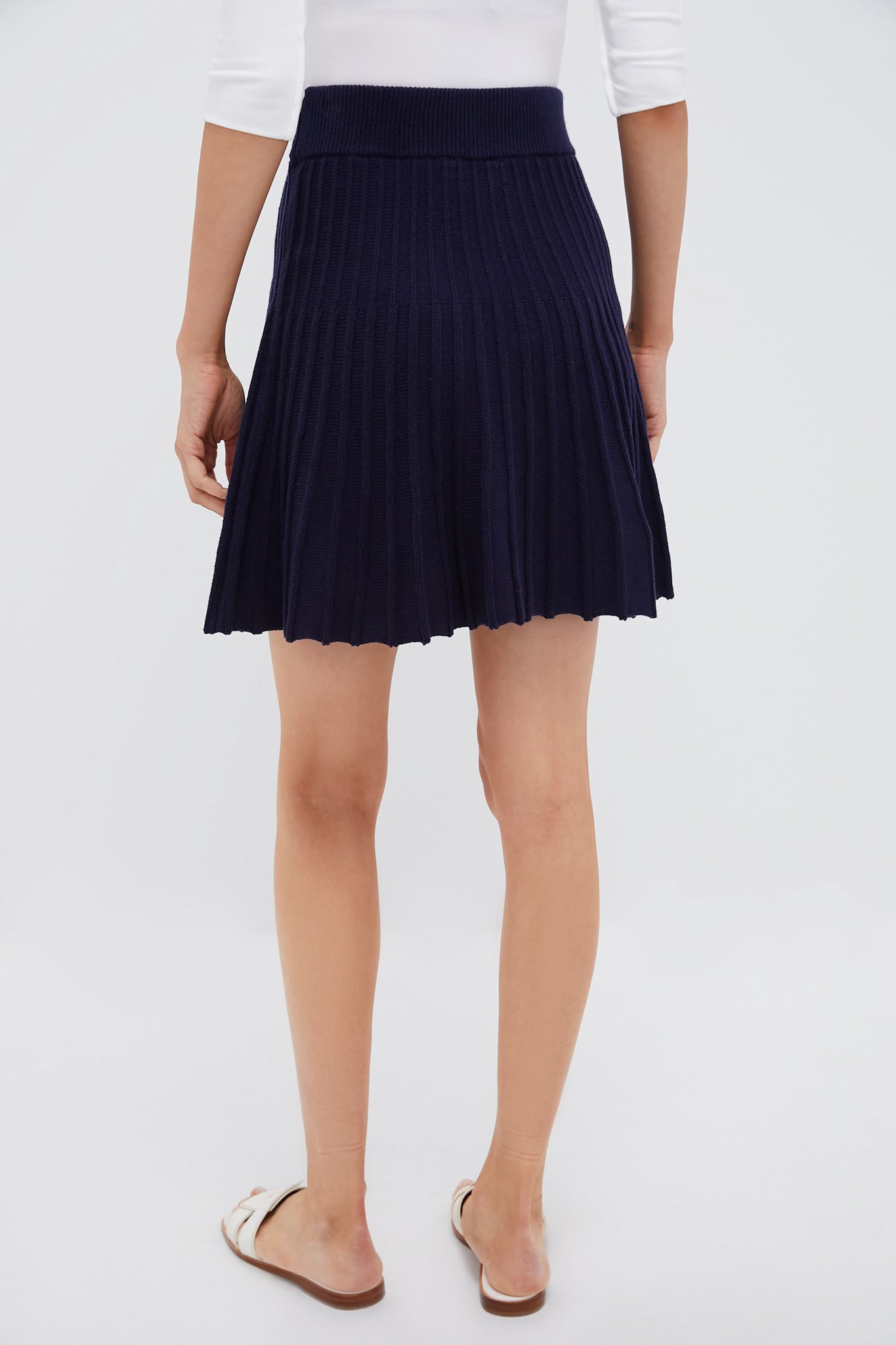 Navy Knit Pleated Saylor Skirt Pomander Place - Main Image