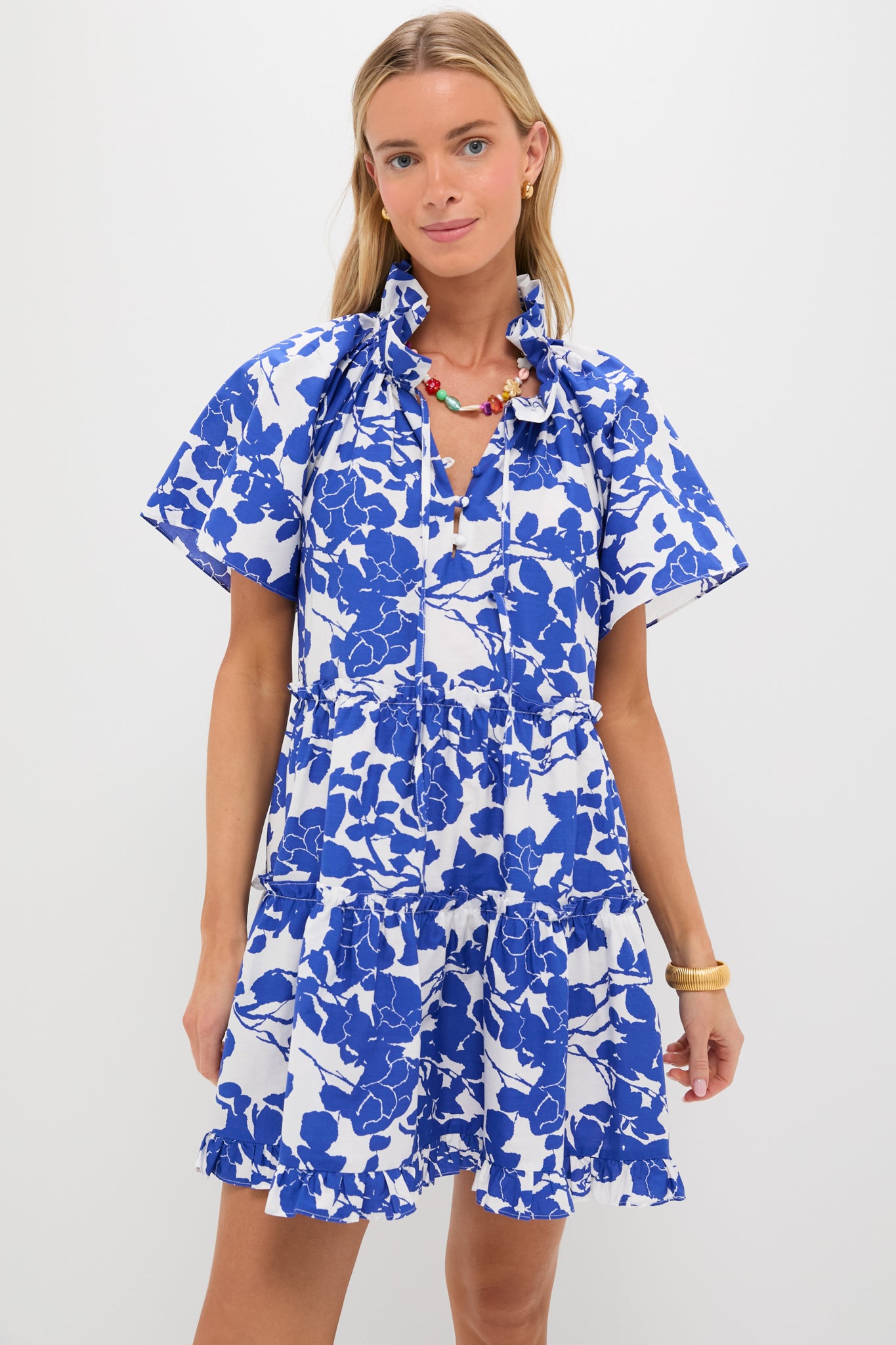 Blue & White Floral Thea Mini Dress