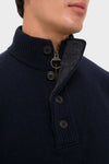 Navy Essential Patch Half Zip Knitted Jumper showcases a classic ribbed collar, effortless quarter-zip, button placket, and leather elbow patches, combining high-end style with a fun, cozy vibe.
