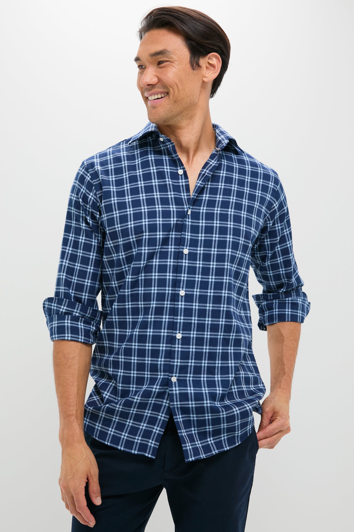 Navy Mystic Performance Flannel Sport Shirt