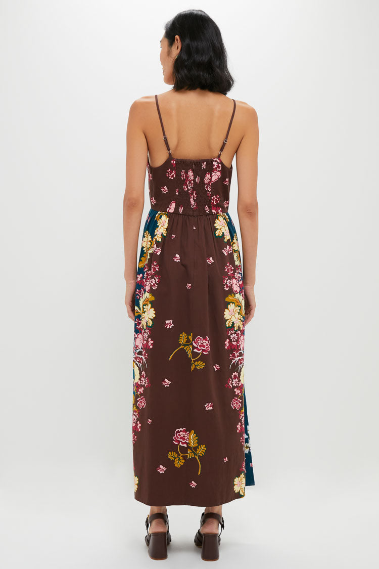 Chocolate Floral Mallory Midi Dress