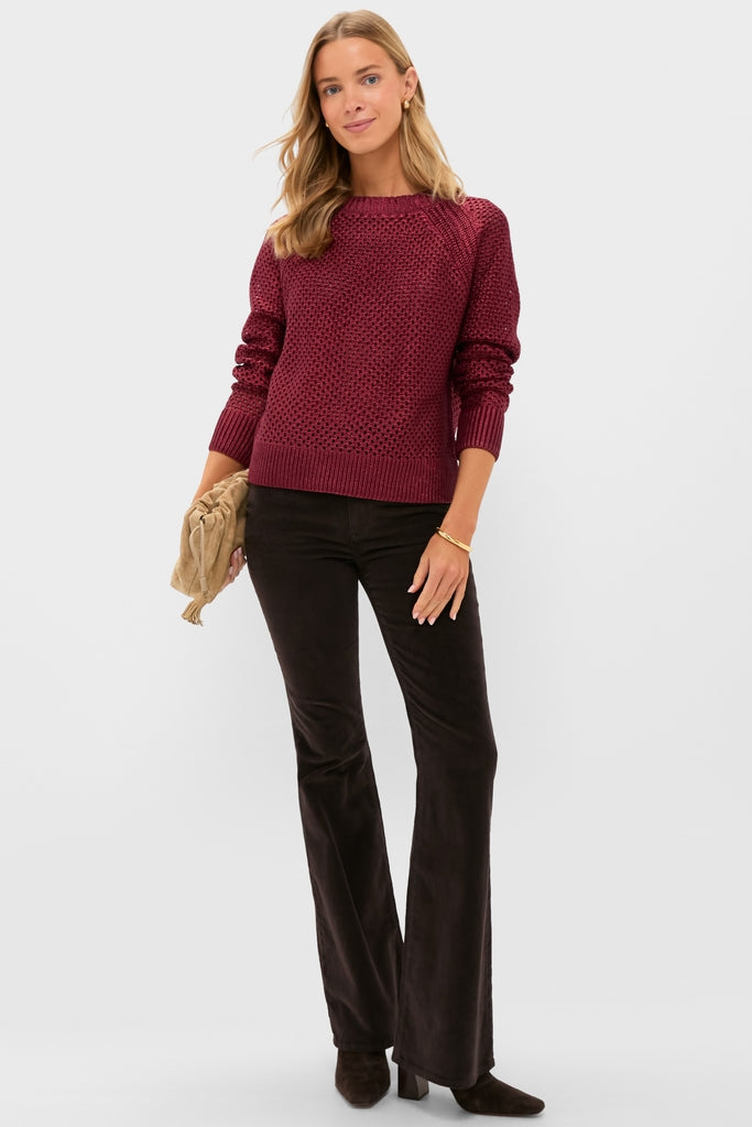 Goji Berry Crochet Aspen Crewneck Sweater