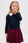 Girls Long-Sleeve Cotton Pointelle Collared Cardigan