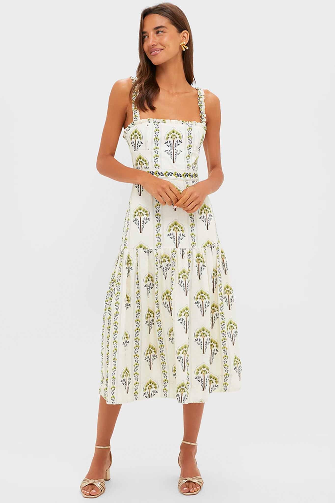Moriche Nispero Embroidered Midi Dress