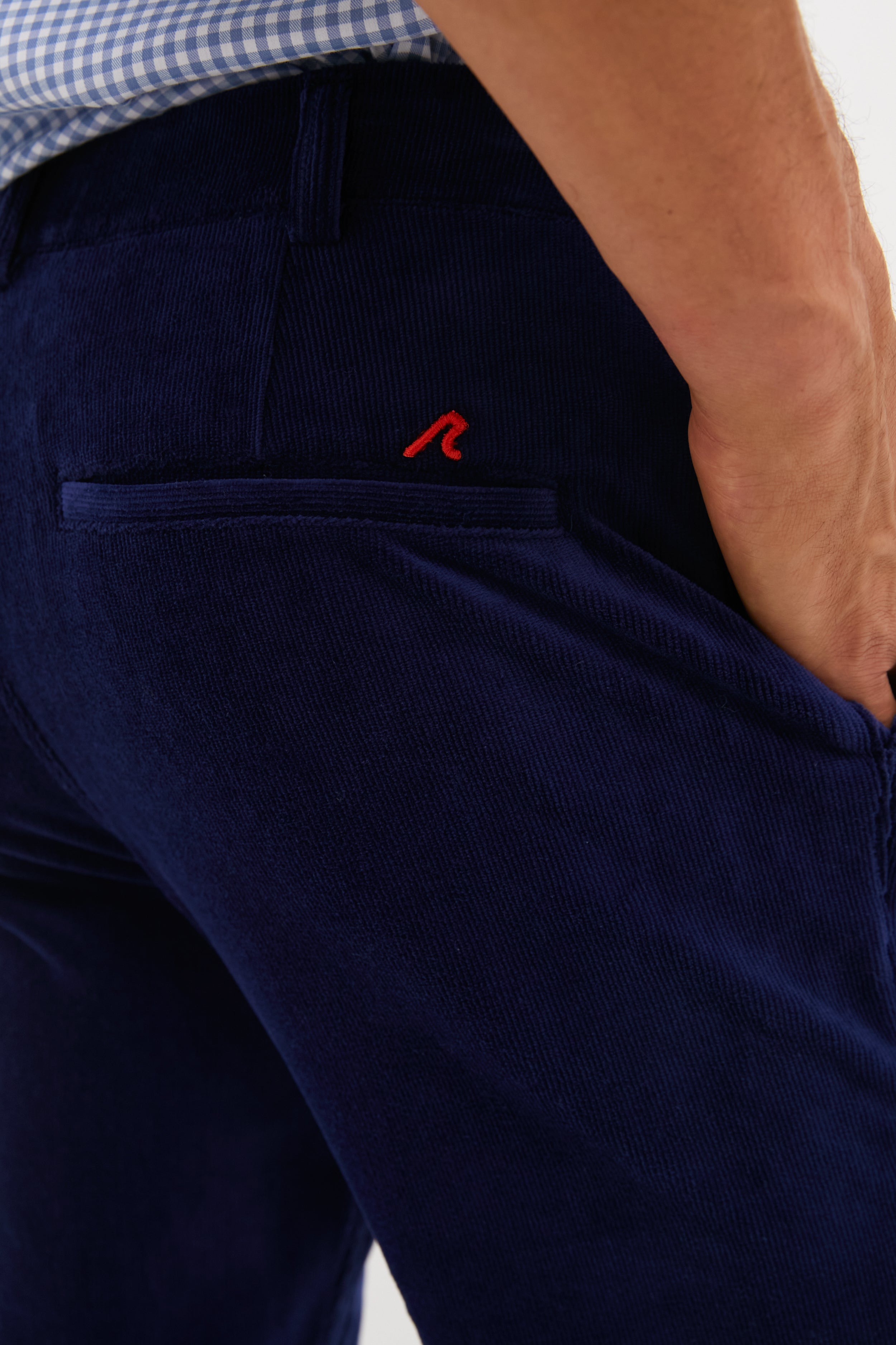 Navy Collins Corduroy Pull-on Trouser (32" Inseam)