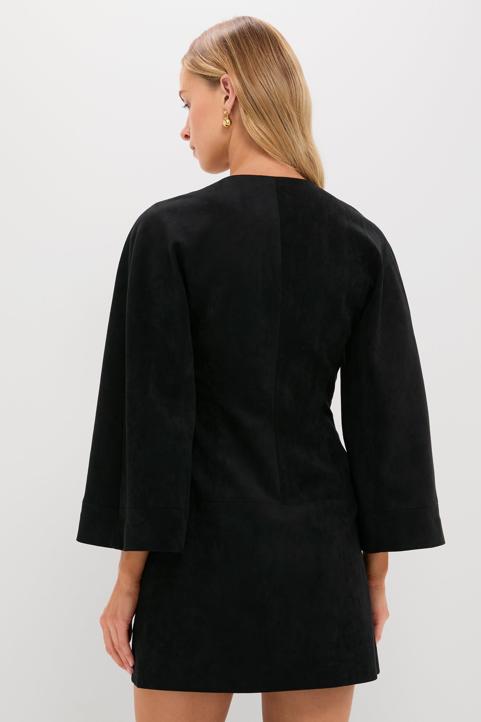 Black Anesa Suede Zip-Front Mini Dress