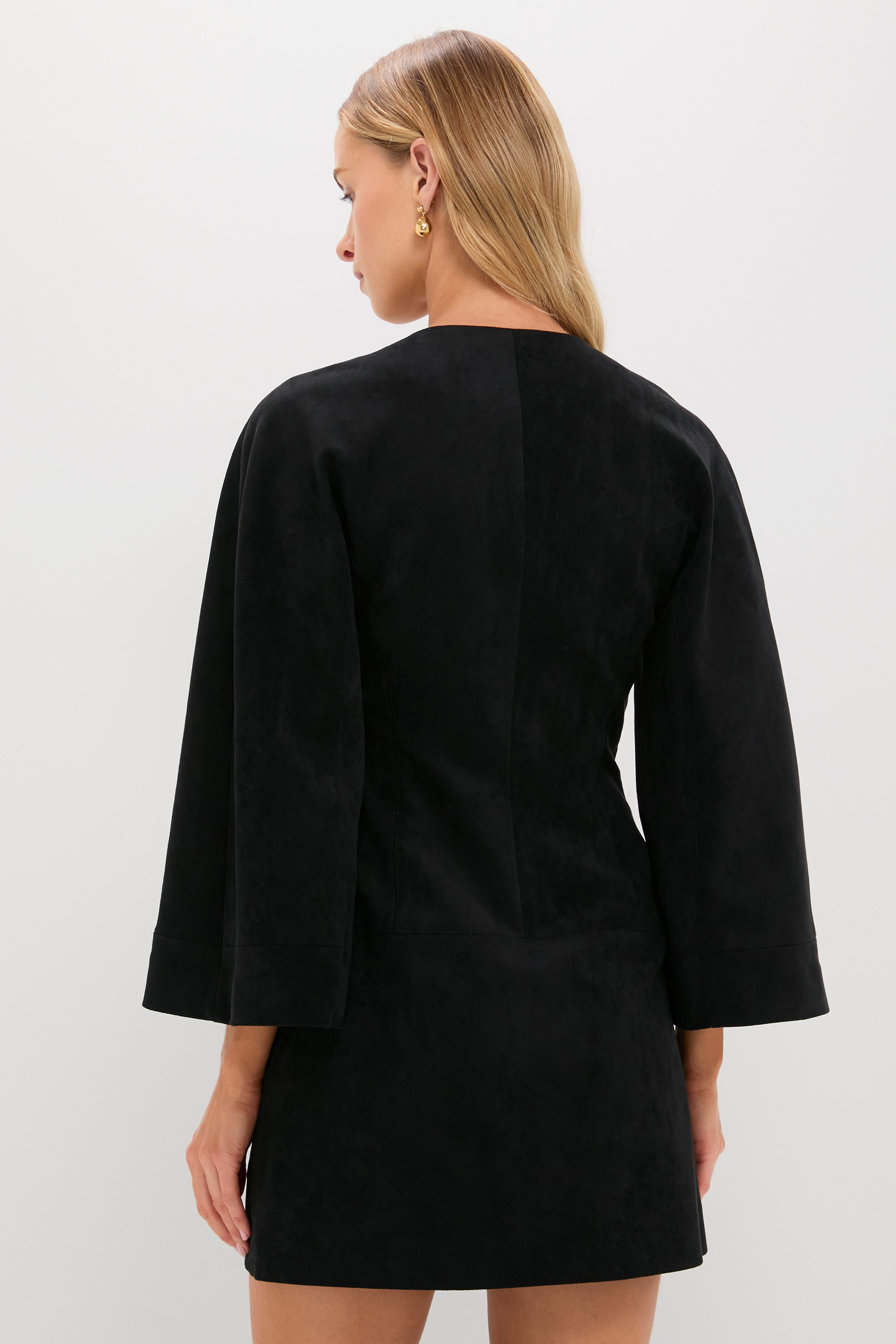 Black Anesa Suede Zip-Front Mini Dress