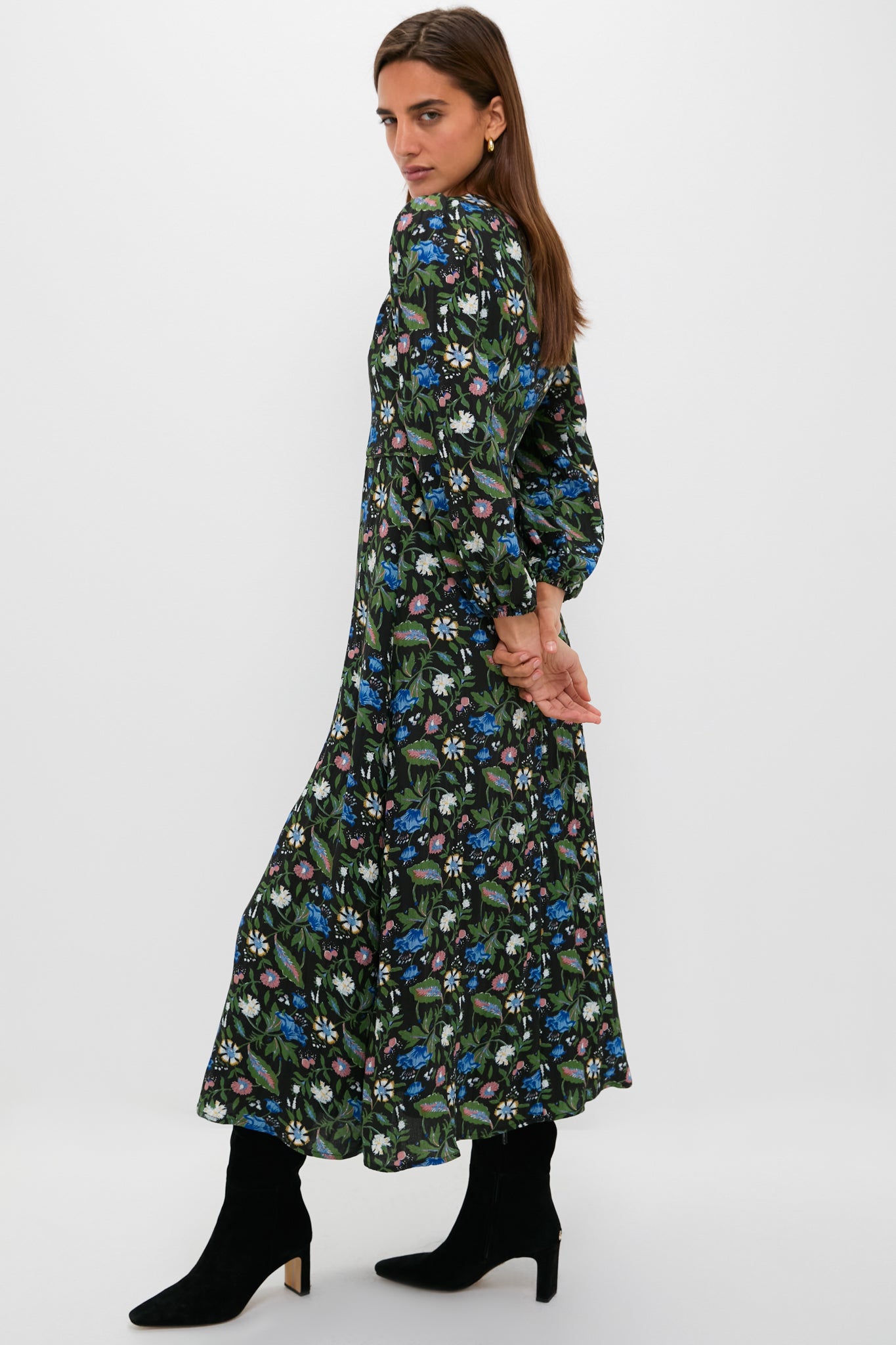Black Multi Floral Sophia Maxi Dress