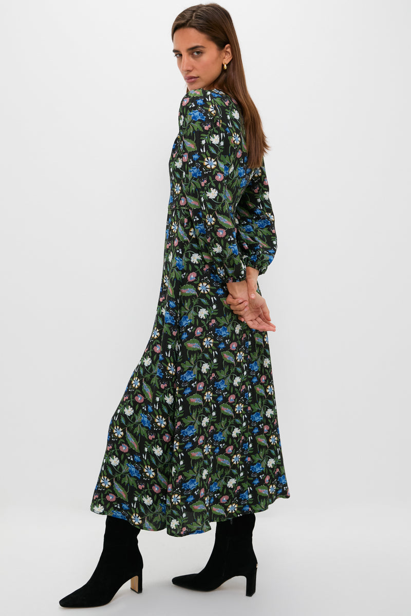 Black Multi Floral Sophia Maxi Dress