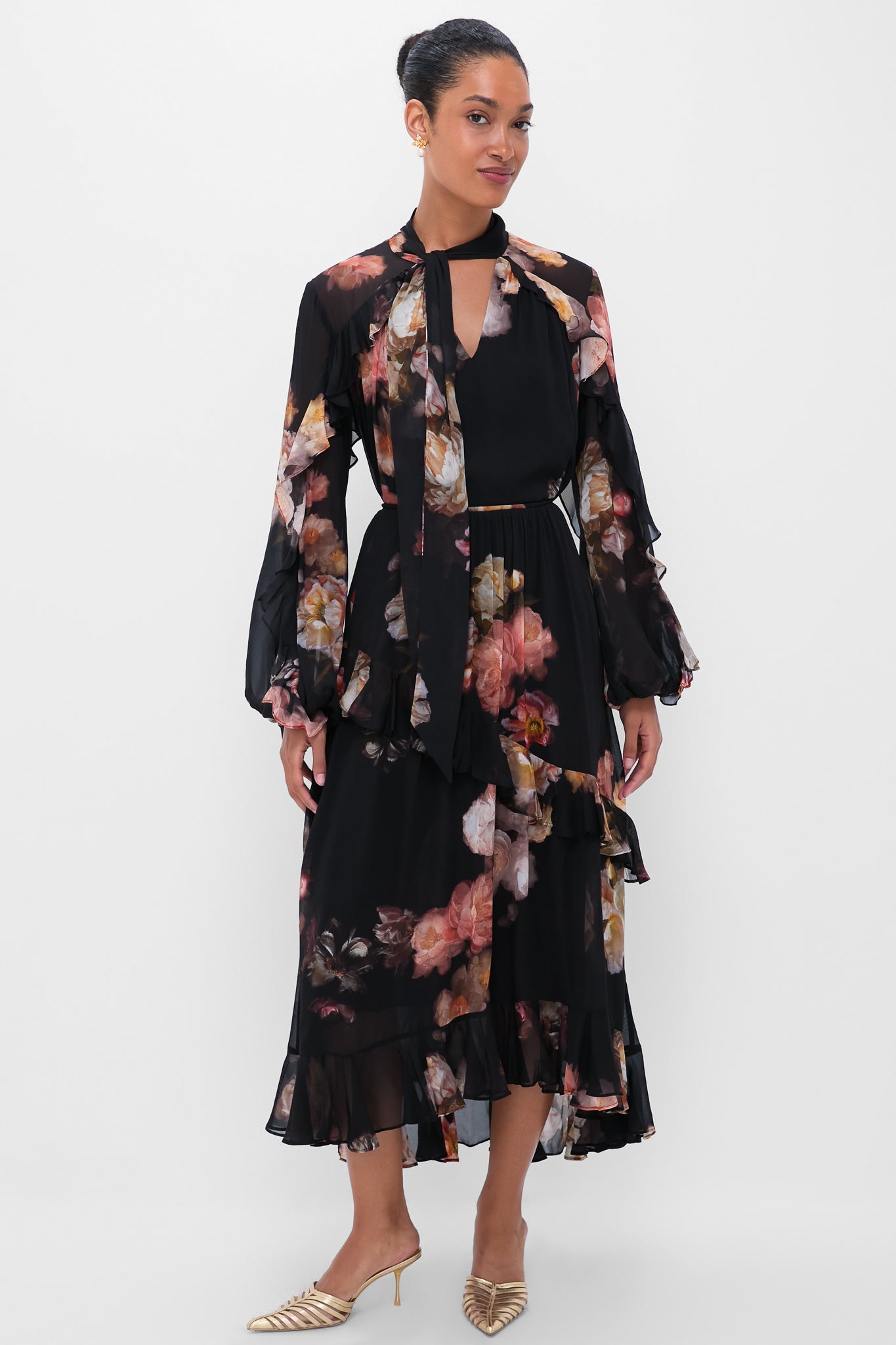 Russet Floral Hypnotic Flutter Blouse