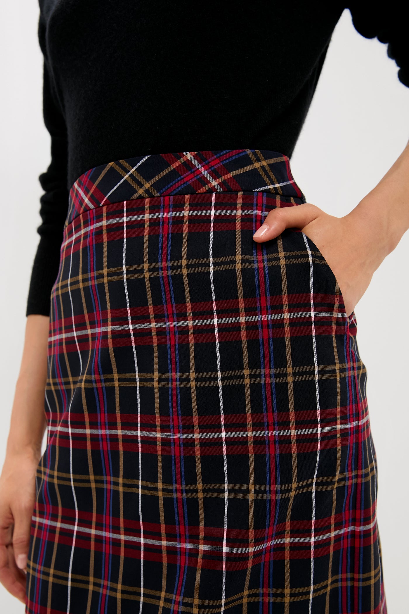 Baroque Tartan Gwyneth Midi Skirt