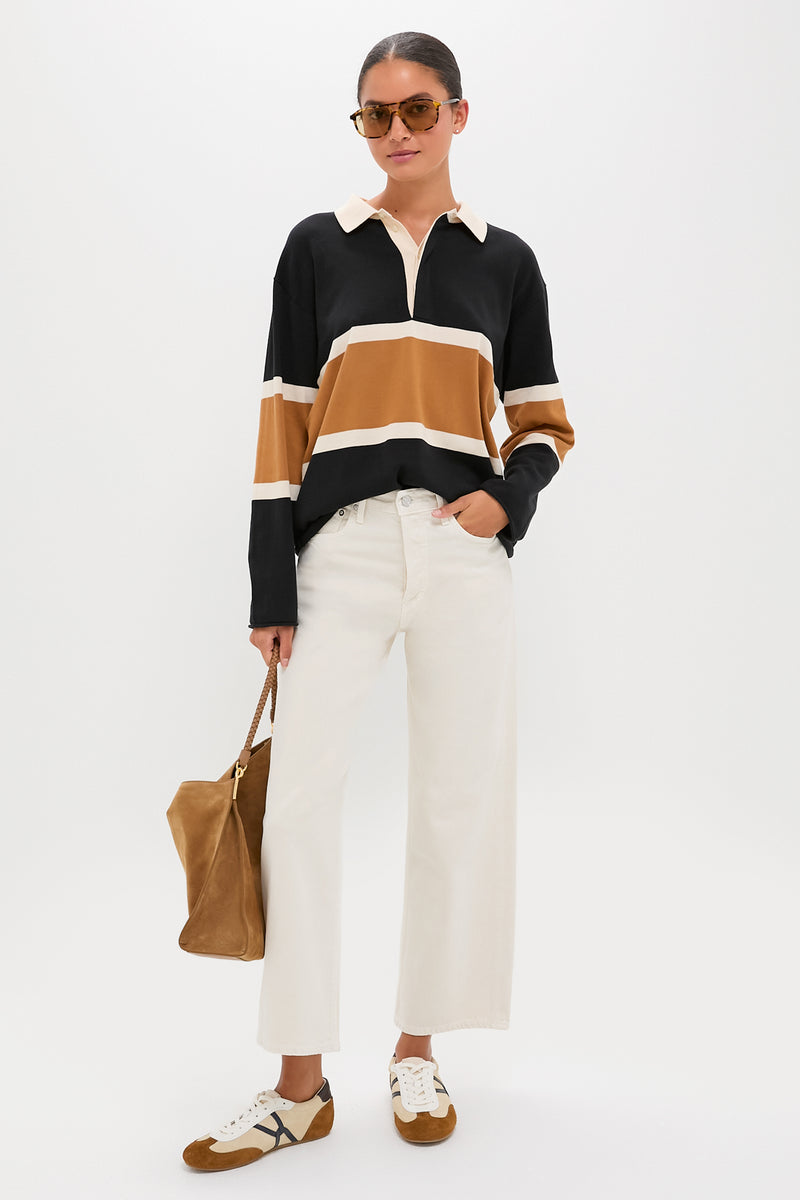 Black with Bronze Stripe Rugby Sweater