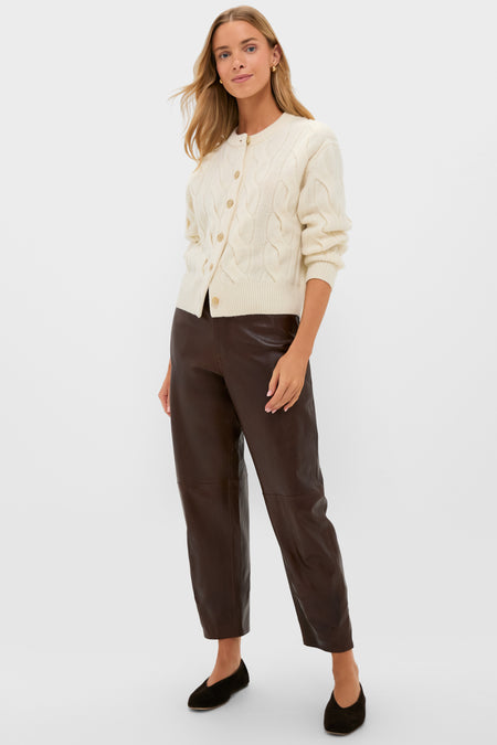 Mahogany Lux Lambskin Leather Ankle Pants