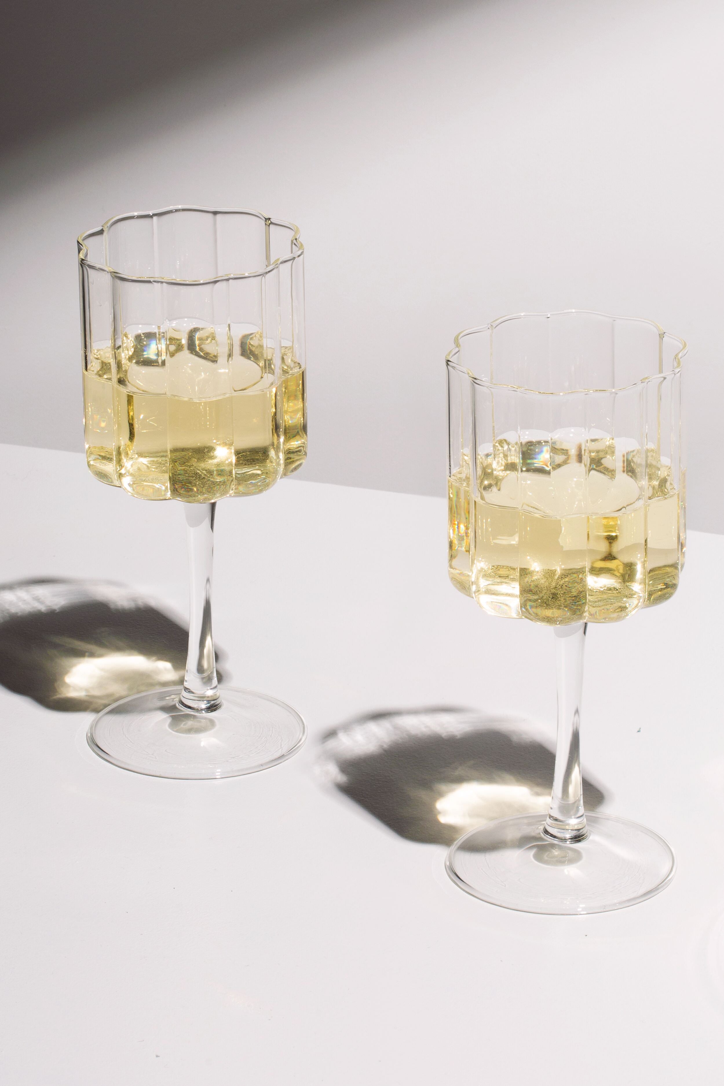 Clear Wave Wine Glasses (Set of 2)