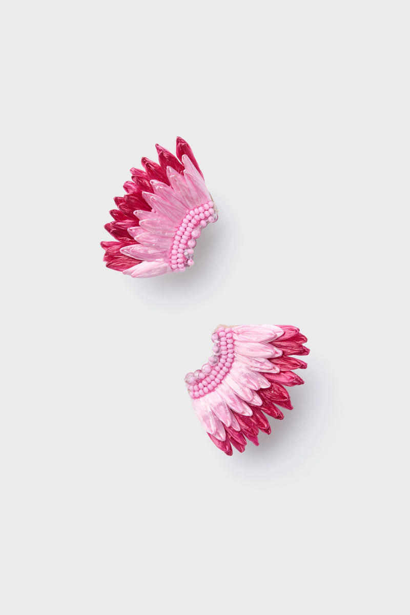 Pink All Raffia Mini Madeline Earrings