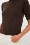 Chocolate Cashmere Short Sleeve Crewneck