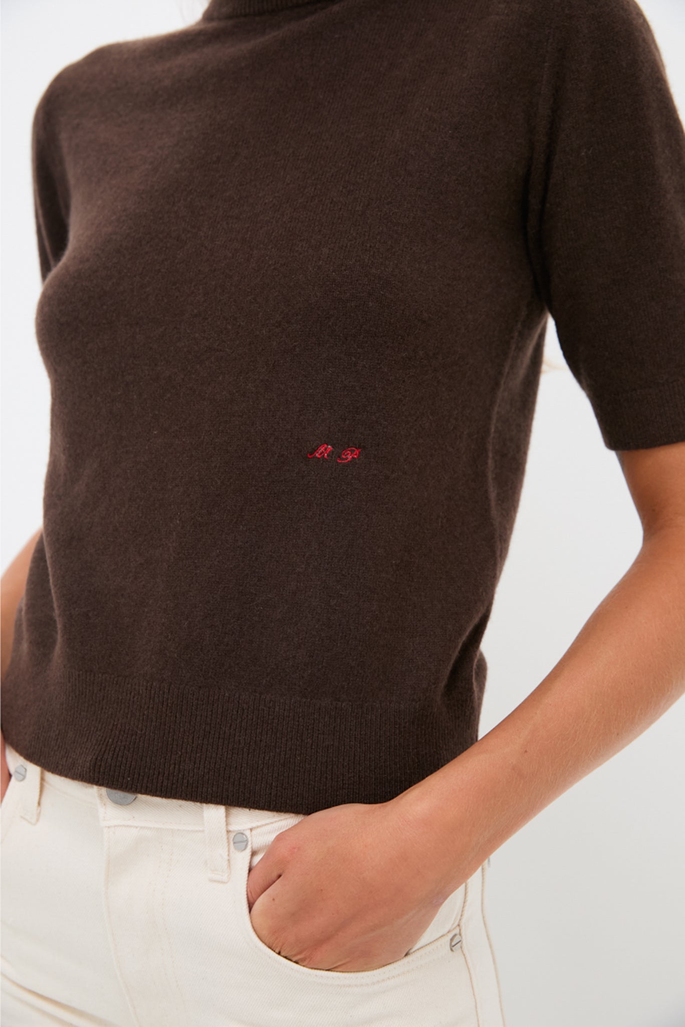 Chocolate Cashmere Short Sleeve Crewneck