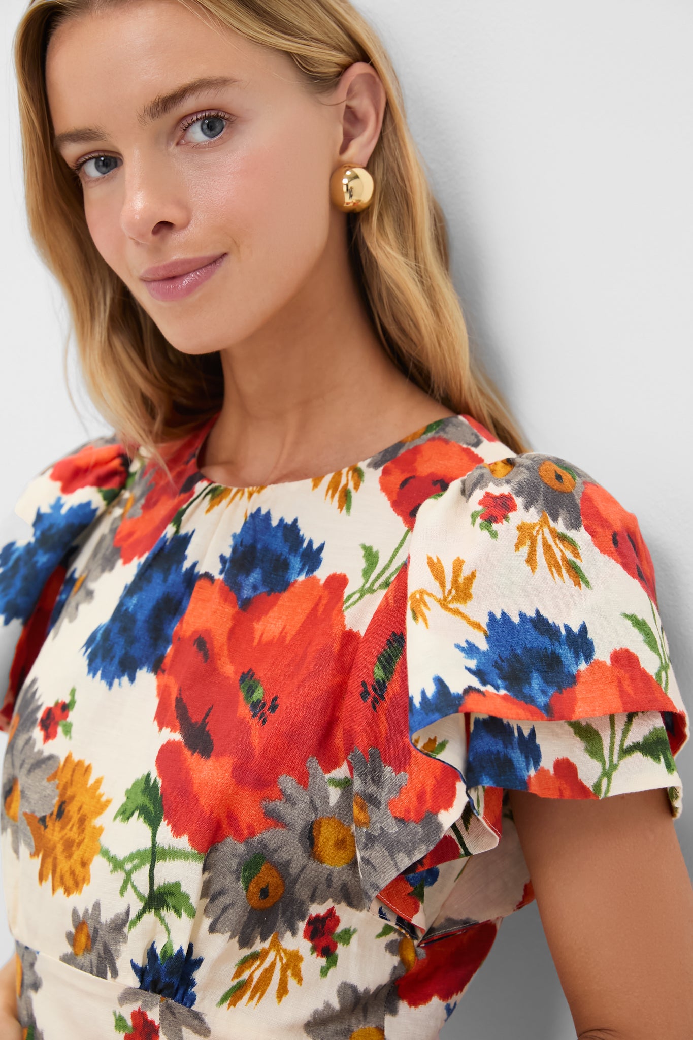 Crimson Poppy Cotton Linen Elodie Dress