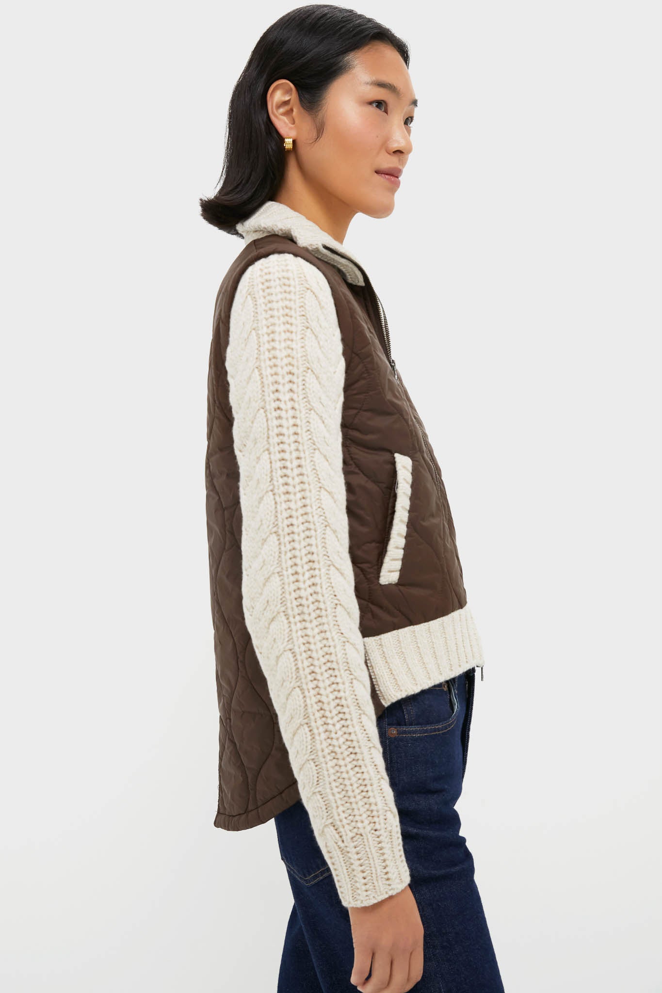 Mocha and Heathered Sand Patra Mixed Media Jacket | Veronica Beard