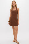 Brown Linen Balliet Mini Dress