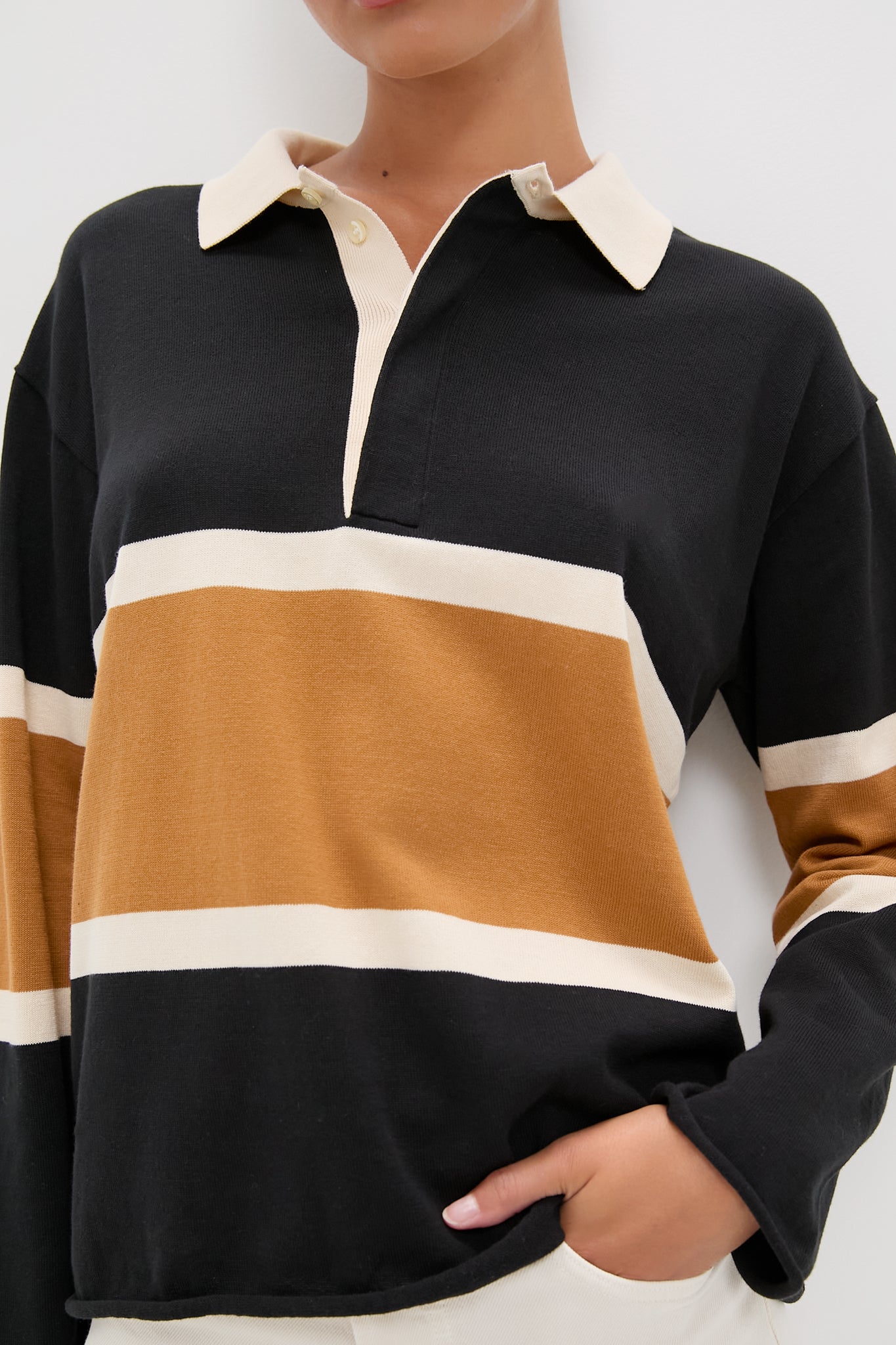 Black with Bronze Stripe Rugby Sweater