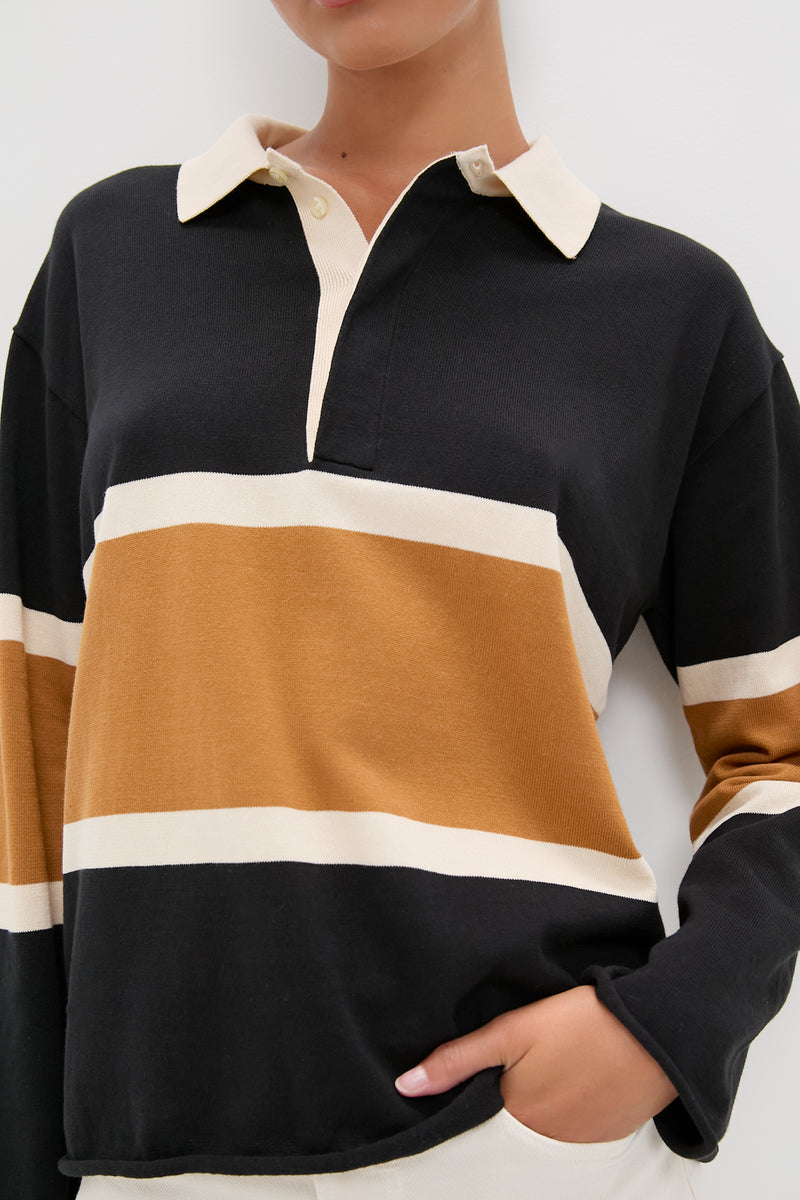 Black with Bronze Stripe Rugby Sweater