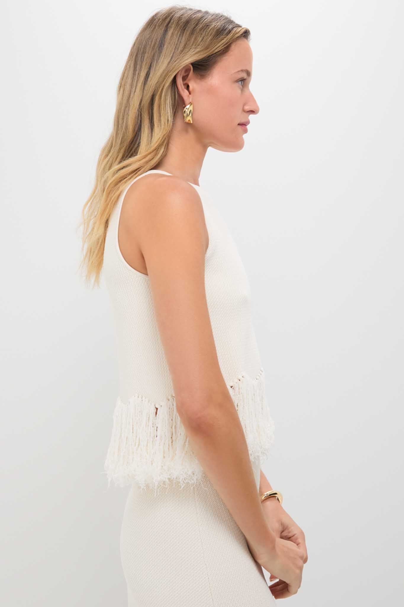 Parchment Kelany Fringe Knit Top
