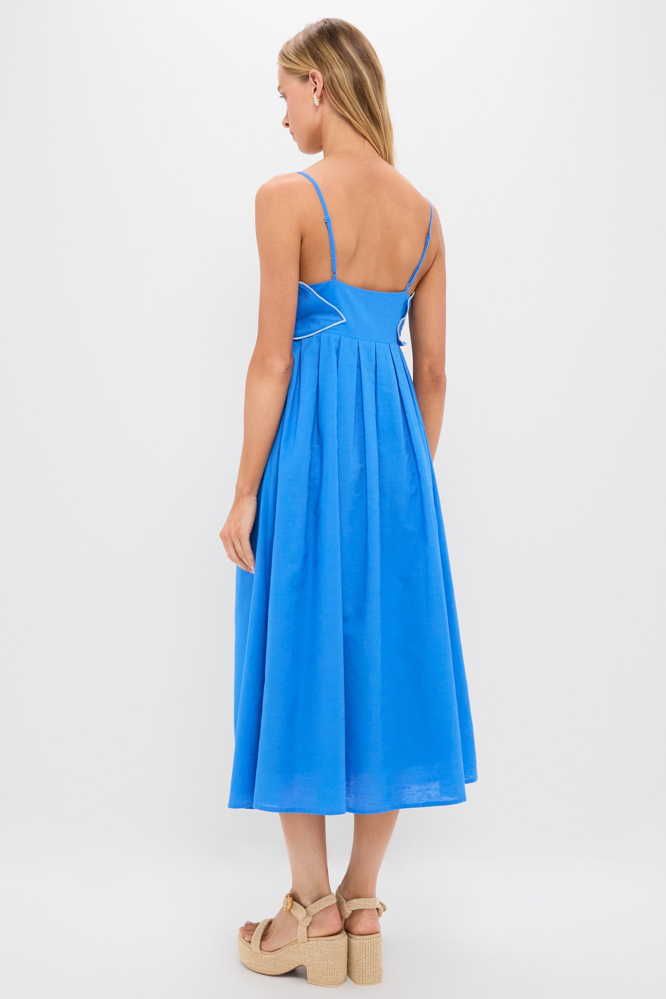 Sea Blue Flower Applique Iris Maxi Dress