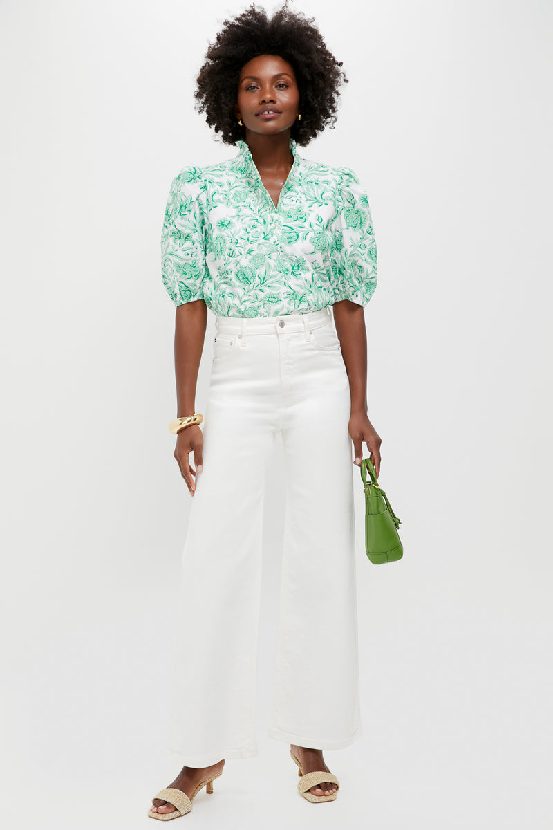 Mint Green Vine Floral Florence Blouse