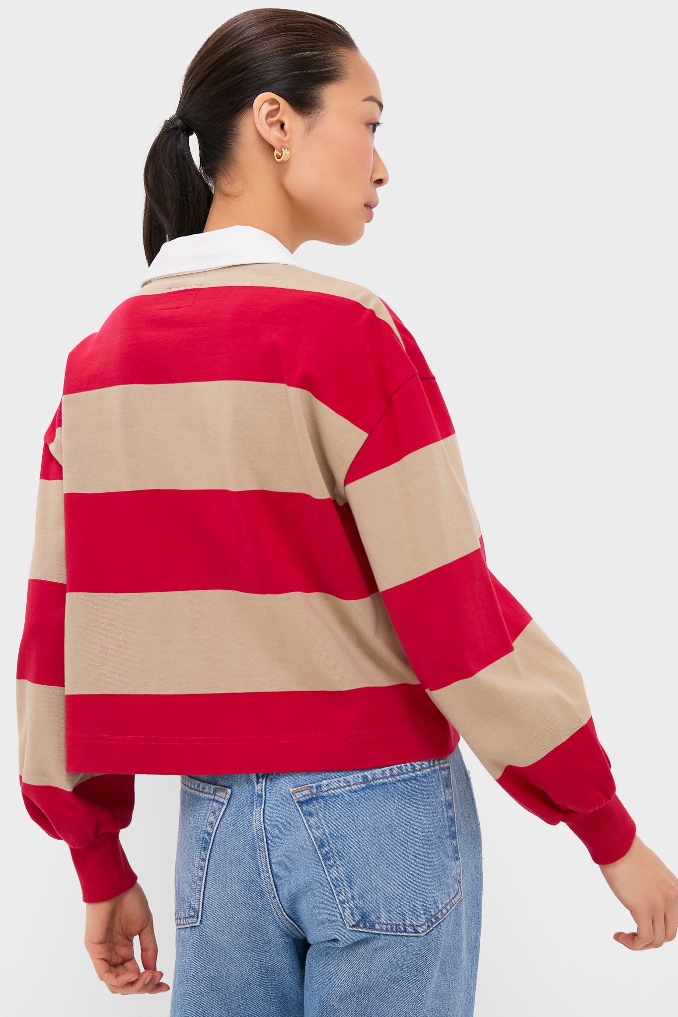 Khaki and Red Stripe Swiftie Rugby Polo