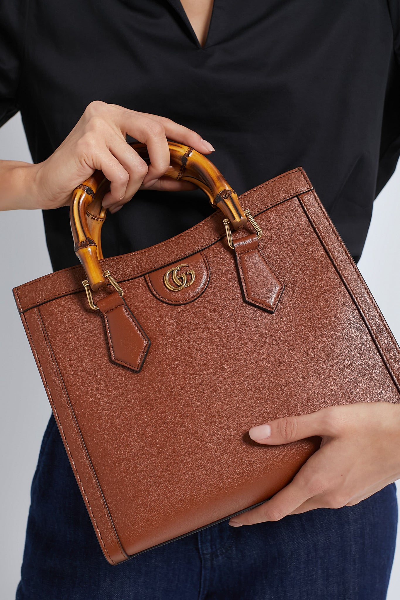 GUCCI Brown Bamboo Diana 2 Way Handbag