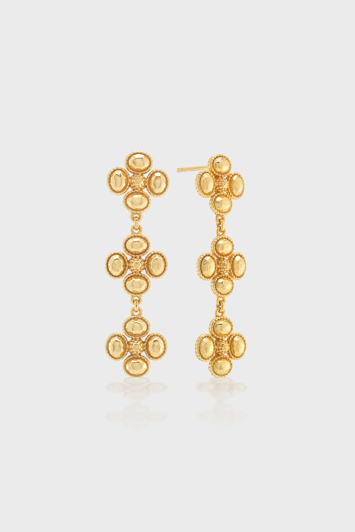 Berry Clover Linear Earrings - Gold