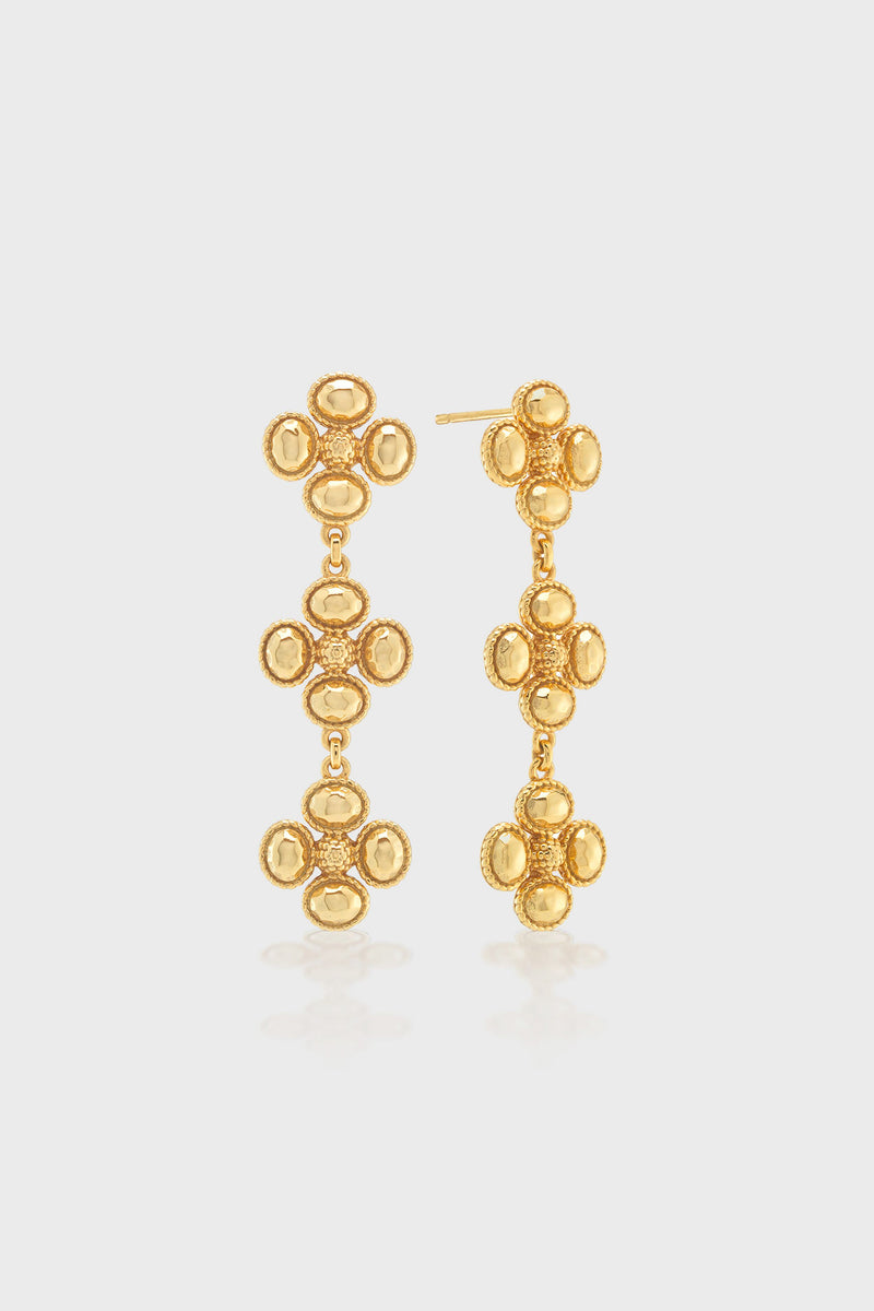 Berry Clover Linear Earrings - Gold