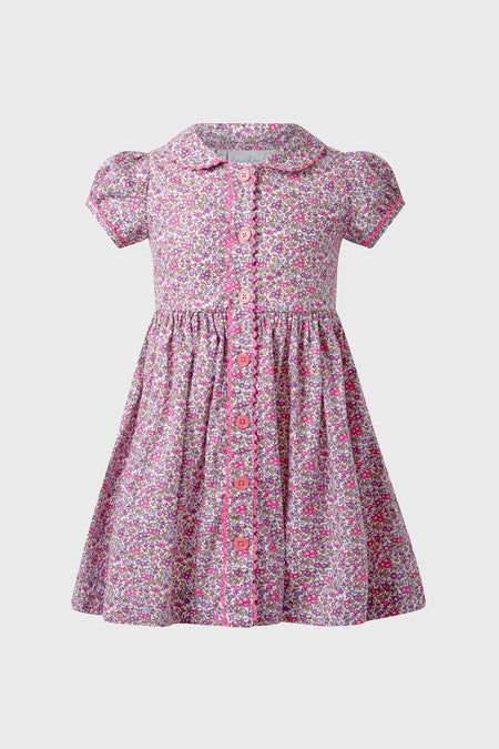 Pink Floral Button Front Dress