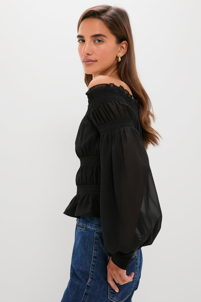 Black Georgette Adeline Top