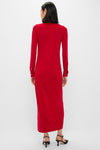 Park Avenue Red Matte Jersey Knit Collared Dress