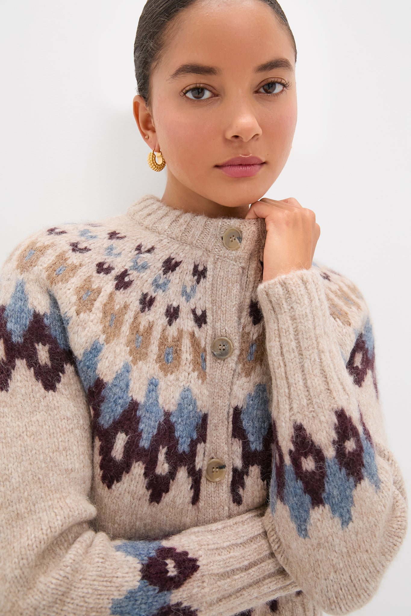 Oatmeal Melange Multi Christina Fairisle Cardigan