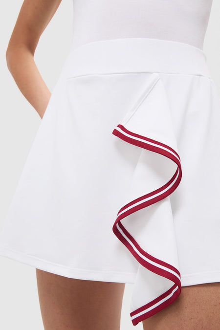 White Faux Wrap 14 Inch Performance Jersey Alexis Tennis Skirt