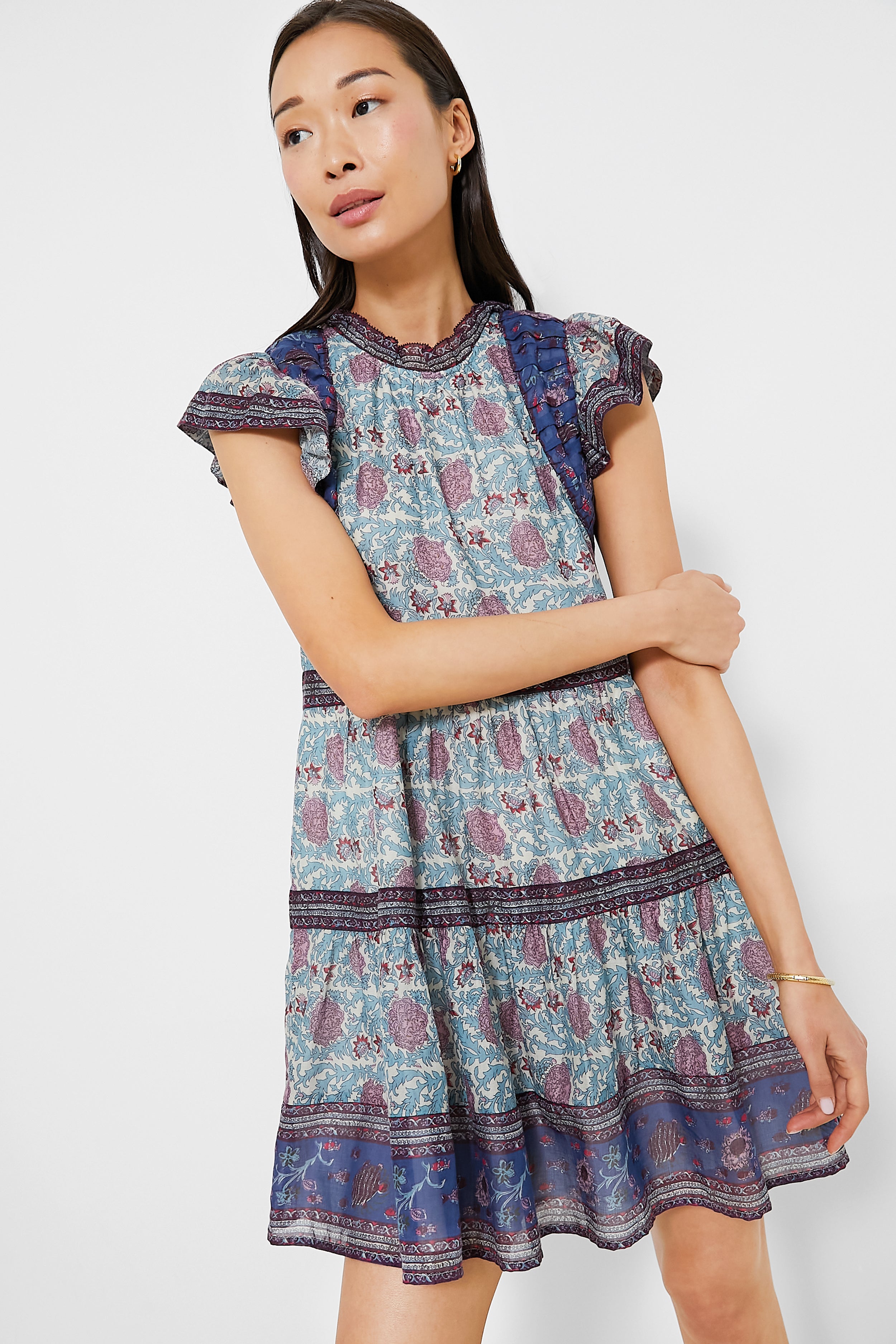 Multi Valeria Print Flutter Sleeve Tunic Dress | Sea New York