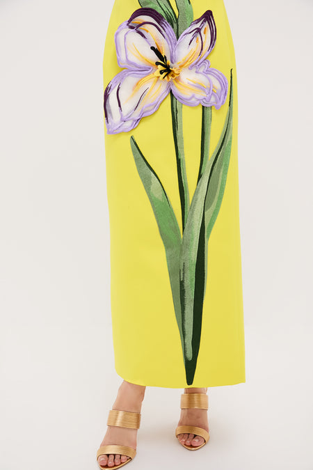 Yellow Iris Print Rayna Maxi Dress