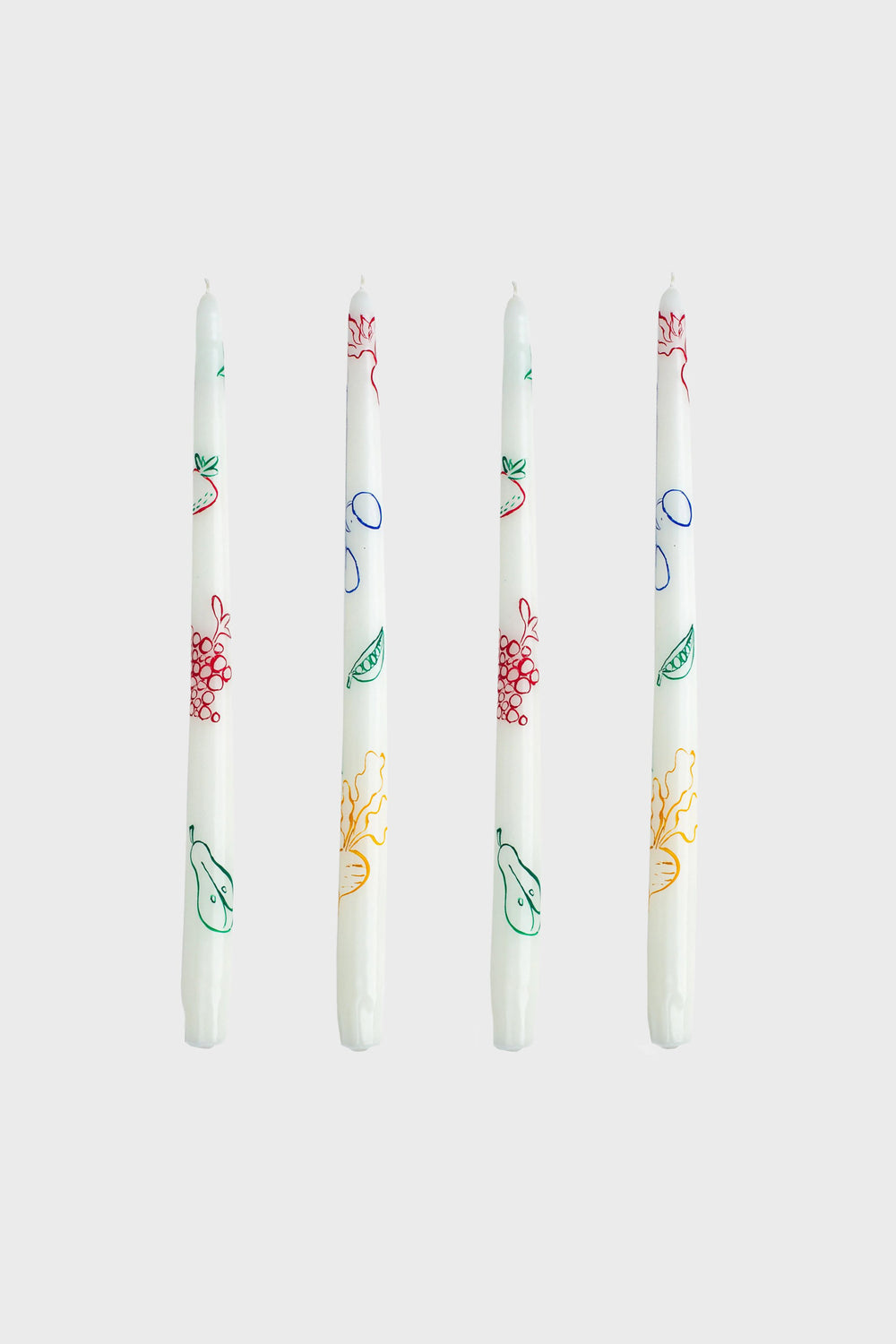 Fruits & Veggies Hand-Painted Taper Candles (Set of 4)