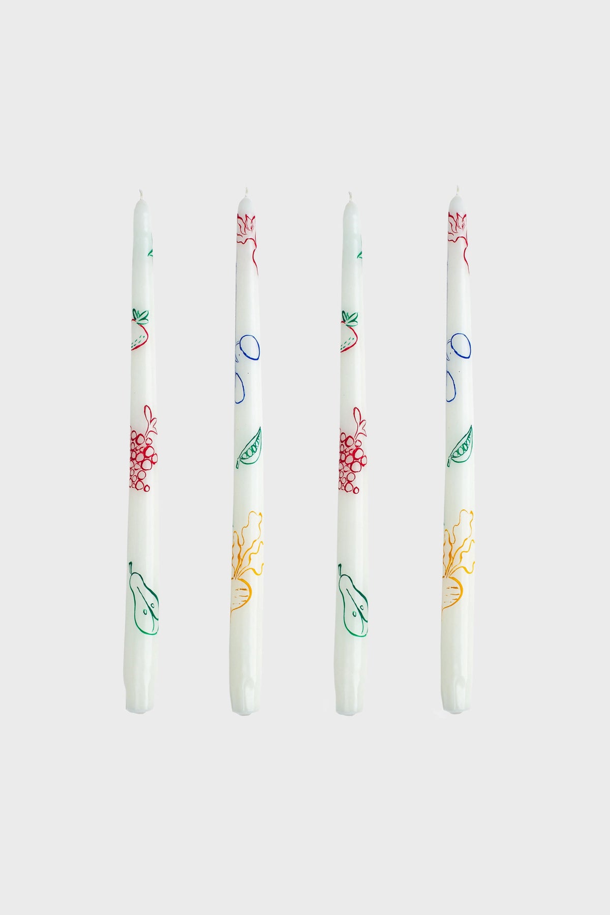 Fruits & Veggies Hand-Painted Taper Candles (Set of 4)