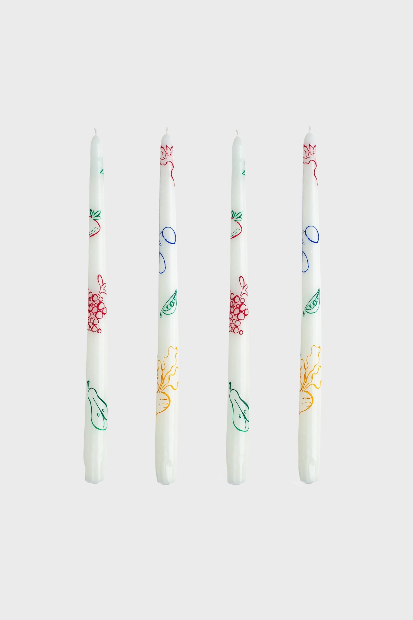 Fruits & Veggies Hand-Painted Taper Candles (Set of 4)