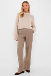 Country Plaid Linen Tweed Woven Standard Flare Pants